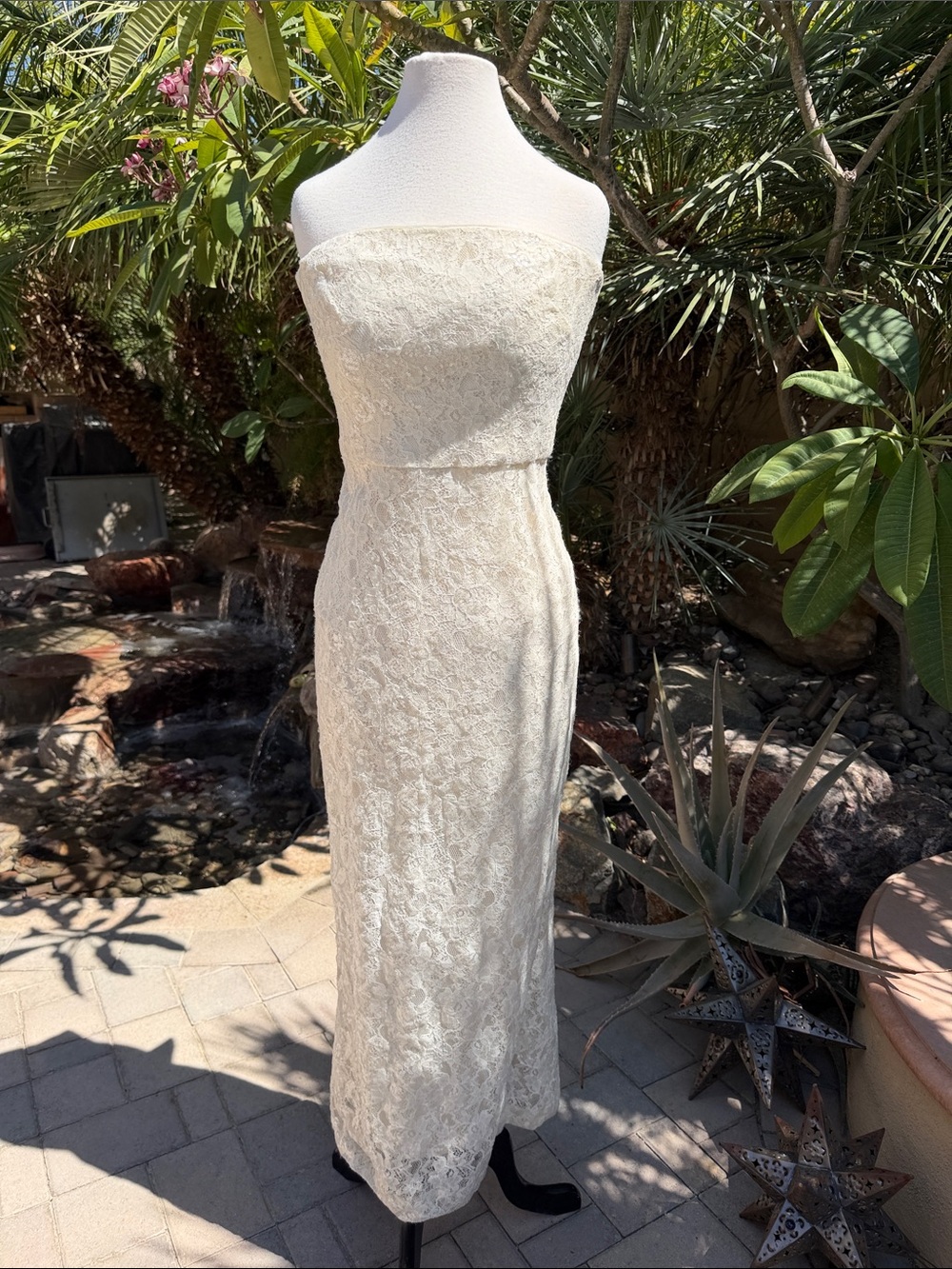 RALPH LAUREN EVENING Ivory Lace Strapless Gown Sequined Formal Dress Size 4 - Picture 6 of 12